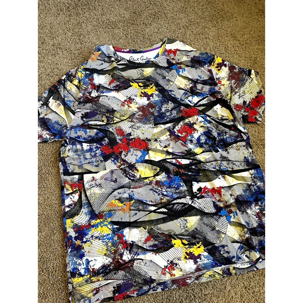 Robert Graham Abstract Print Multicolor T-Shirt 4XT Tall Unisex Adults